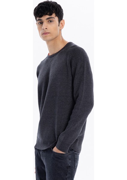 Gmg Fırenze Bisiklet Yaka Slim Fit Antrasit Melanj Erkek Kazak GU24MFW04013