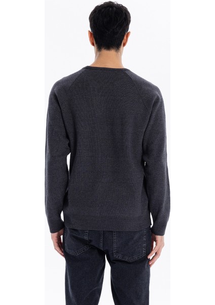 Gmg Fırenze Bisiklet Yaka Slim Fit Antrasit Melanj Erkek Kazak GU24MFW04013 fiyatları