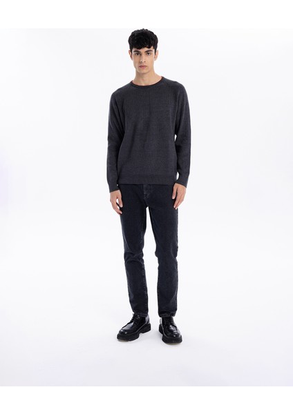 Gmg Fırenze Bisiklet Yaka Slim Fit Antrasit Melanj Erkek Kazak GU24MFW04013 modelleri