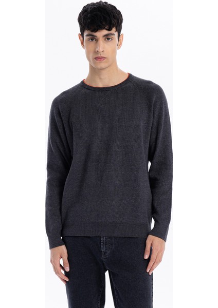 Gmg Fırenze Bisiklet Yaka Slim Fit Antrasit Melanj Erkek Kazak GU24MFW04013 fırsatları