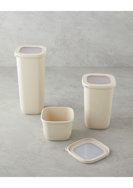 Novia Plastik 3'lü Kavanoz 550 ml-1200 ml-1700 ml Krem