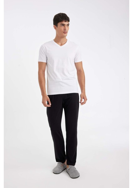 Slim Fit Dar Kesim V Yaka Üst D6187AX24WN