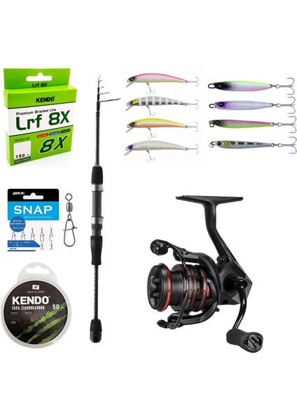 Yekoutdoor Profesyonel Lrf Seti Okuma 210CM 1-8 gr Lrf Kamışı&okuma Ceymar Matt Black Olta Makinesi