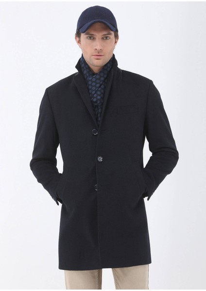 Lacivert Regular Fit Kelebek Yaka Klasik Dokuma Palto fiyatları