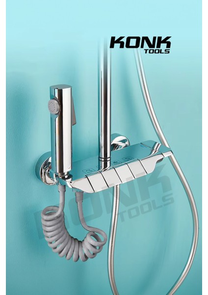 Piyano 5 Fonksiyonlu Krom Banyo Bataryalı Robot Duş Seti Tepe Duşu Duş Seti 130 cm fırsatları