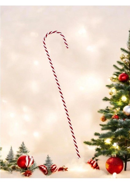 Tekno Trust Yılbaşı Ağaç Süsü Baston Şeker Figürlü Dekoratif Süs Kırmızı 79 cm