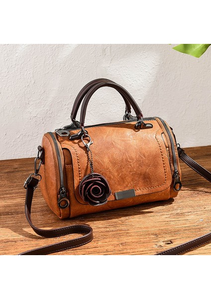 Yeni Vintage Düz Renk Crossbody Omuz Çantası (Yurt Dışından)