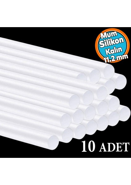 10 Adet Kalın Mum Silikon 11.2 mm Çubuk Sıcak Silikon Hobi Süs Hediyelik Eşya Maket Yapıştırma