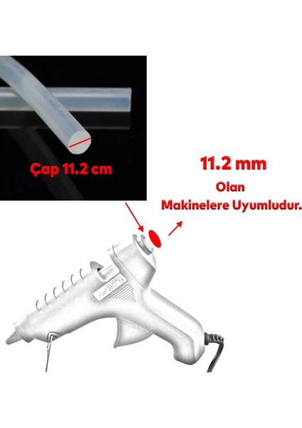 10 Adet Kalın Mum Silikon 11.2 mm Çubuk Sıcak Silikon Hobi Süs Hediyelik Eşya Maket Yapıştırma