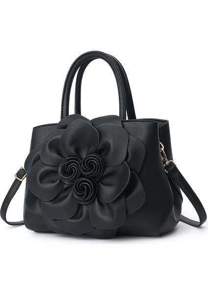 Düz Renkli Çiçek El Omuz Çantası (Yurt Dışından)