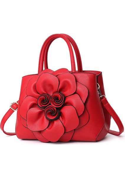 Düz Renkli Çiçek El Omuz Çantası (Yurt Dışından)
