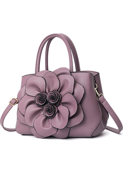 Düz Renkli Çiçek El Omuz Çantası (Yurt Dışından)