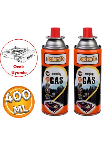 Kamp Gazı Bütan Propan Gaz Tüpü Portatif Ocak Kartuşu Tek Kullanımlık Pürmüz 400 ml 2 Adet