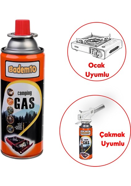 Kamp Gazı Bütan Propan Gaz Tüpü Portatif Ocak Kartuşu Tek Kullanımlık Pürmüz 400 ml 2 Adet