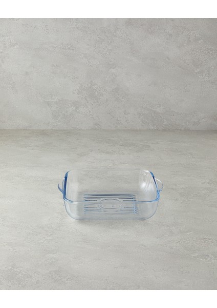 Bake&serve Cam Kare Izgaralı Fırın Kabı 24 x 21 cm Şeffaf