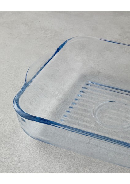 Bake&serve Cam Kare Izgaralı Fırın Kabı 24 x 21 cm Şeffaf
