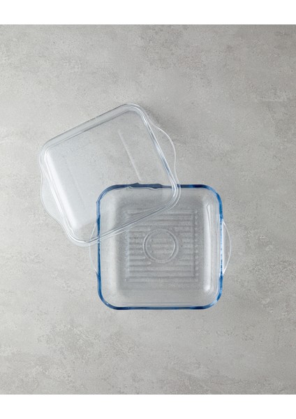 Bake&serve Cam Kapaklı Kare Izgaralı Fırın Kabı 24 x 21,2 cm Şeffaf modelleri