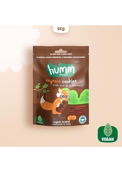 Humm Organik Keçiboynuzlu ve Fındıklı Vegan Kurabiye 55 gr