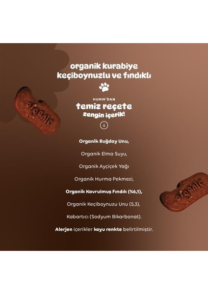 Humm Organik Keçiboynuzlu ve Fındıklı Vegan Kurabiye 55 gr
