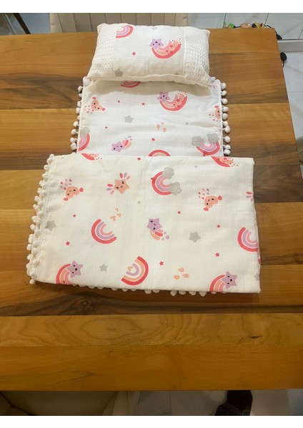 Battaniyeli 3'lü Bebek Müslin Alt Açma Seti, Minderi, Bebek Yastığı, Yenidoğan, Beşik,bebek Ürünleri modelleri