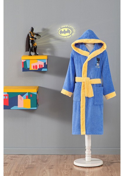 Batman Gotham City Lisanslı Kapüşonlu Çocuk Bornozu 5/6 Yaş