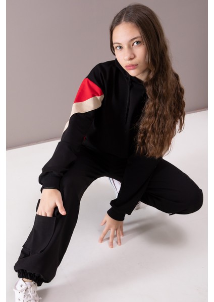 Siyah Kargo Cepli Kız Çocuk Logolu Ikili Takım 19866 fiyatları