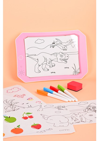 Learning Fun Sesli LED Işıklı Neon Renkli Silinebilir Eğitici Tablet Kalem ve Silgi Hediyeli