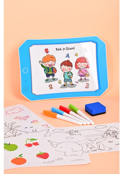 Sesli LED Işıklı Neon Renkli Silinebilir Eğitici Tablet Kalem ve Silgi Hediyeli