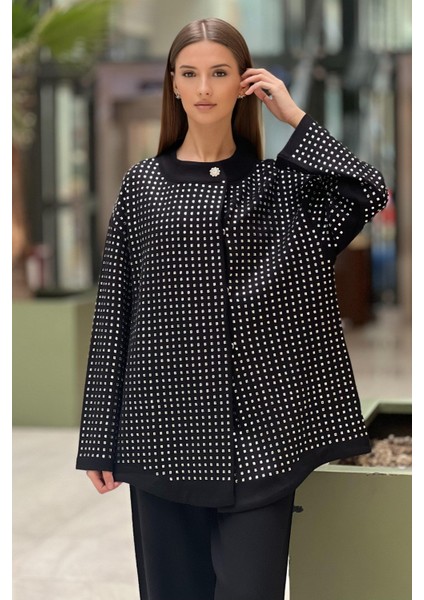 Kare Full Taşlı Triko Pantolonlu Takım modelleri