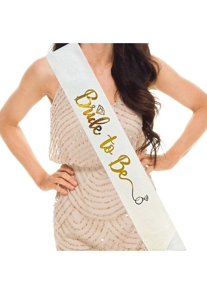 Altın Bride To Be Yazılı Beyaz Kuşak