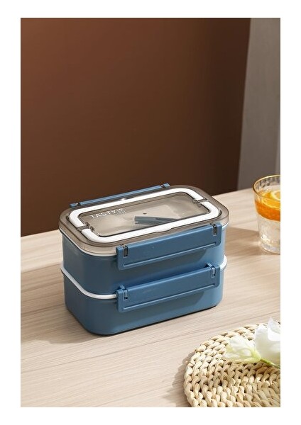 Bento Lunch Box Ofis-Okul Için Yeni Nesil Sefer Tası Çift Kat 3 Bölme Paslanmaz Çelik F494 (Yurt Dışından)