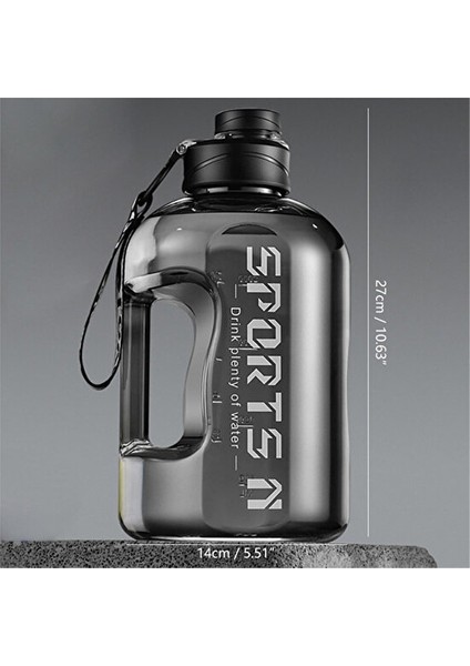 2.7 Lt. Samanlı Büyük Kapasiteli Spor Su Şişesi - Siyah (Yurt Dışından)