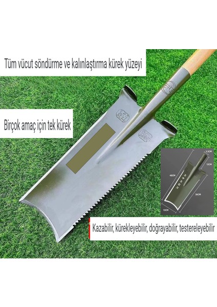 Çok Fonksiyonlu Kürek, Manganez Çelik Kürek, Delik Kazmak, Ağaç Kesmek ve Tuğla Kesmek Için Kullanılır, Üç Kenarlı (Yurt Dışından)