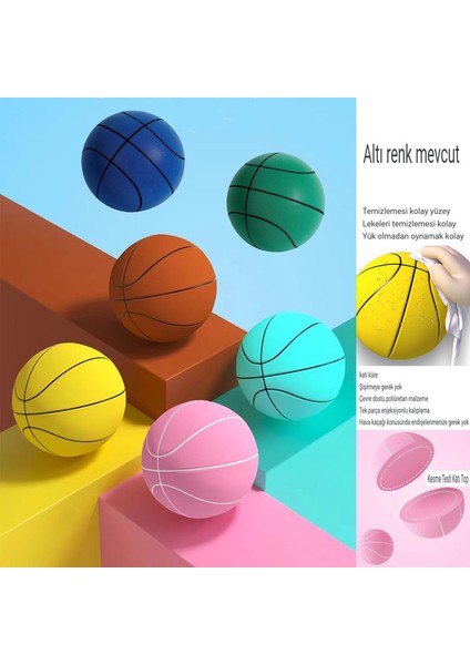 Sessiz Basketbol Yüksek Ribaund Kapalı Köpük Basketbol Sessiz Top Antrenmanı Yeşil 21 cm 3-6 Yaş (Yurt Dışından)