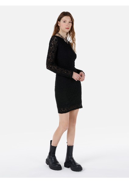Slim Fit Kadın Siyah Uzun Kol Elbise Cl1067308 fırsatları