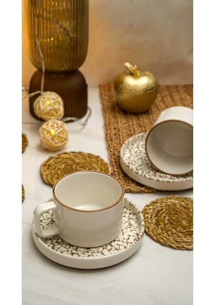 Yakamoz 4 Parça 2 Kişilik Porselen Çay Fincan Takımı