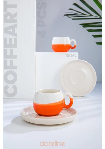 Coffee&art Handmade Kahve Fincanı- 2 Kişilik Turuncu