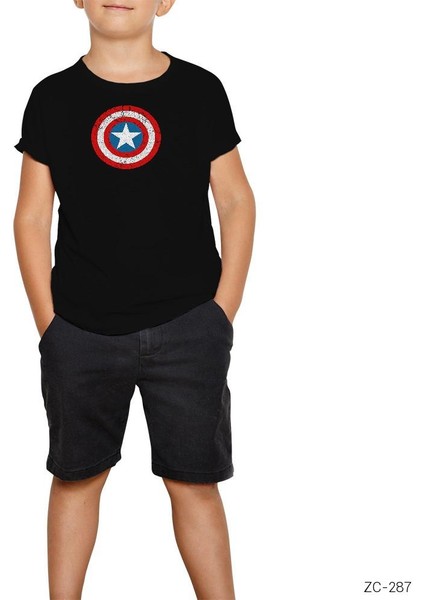 Captain America Kalkan Siyah Çocuk T-Shirt