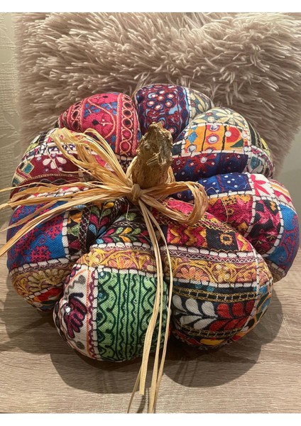 Tekno Trust Patchwork Desen Kumaş Büyük Boy Balkabağı Yılbaşı 35 cm NO:400
