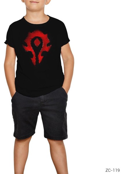 World Warcraft Logo Siyah Çocuk T-Shirt