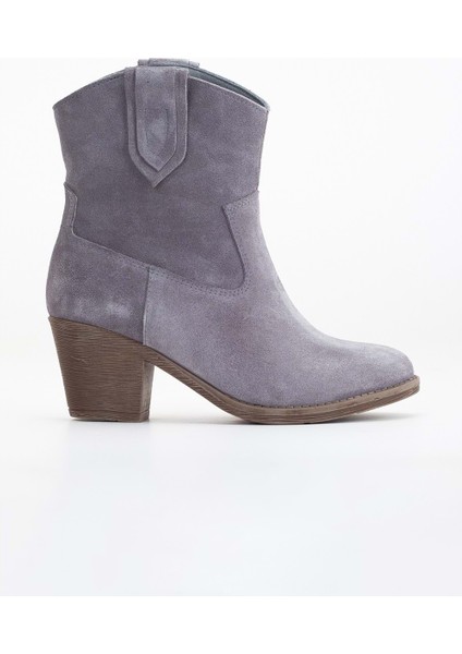 Kadın Deri Yumuşak Süet Western Kovboy Bot - Gri Süet modelleri