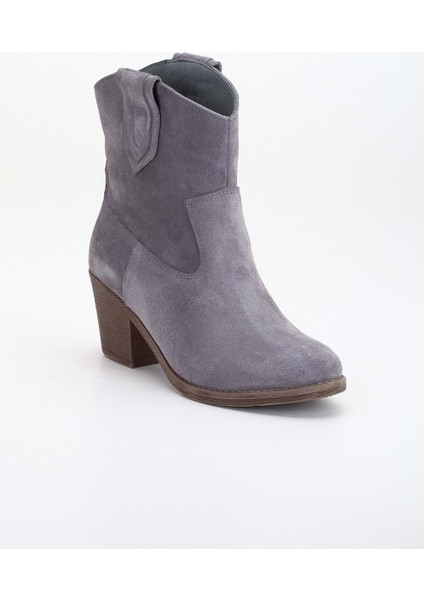 Kadın Deri Yumuşak Süet Western Kovboy Bot - Gri Süet fırsatları