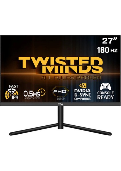 Twısted Mınds 27” TM27FHD180IPS Fhd 180HZ 0.5ms HDMI Dp Fast IPS Freesync/adaptıve-Sync Çerçevesiz Gamıng Monitör