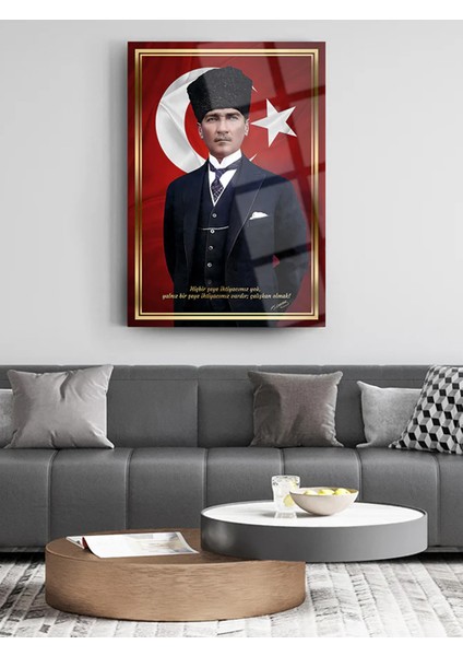 Atatürk 4mm Kırılmaz Temperli Yüksek Çözünürlüklü Cam Tablo fiyatları