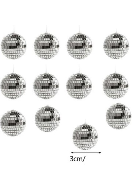 Tekno Trust Disco Topu Aynalı Gümüş 3 cm 12 Li