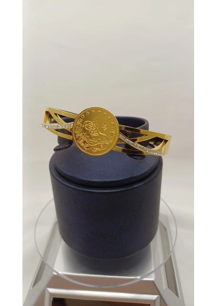 Zirkon Taşlı Tuğralı Çelik Kelepçe