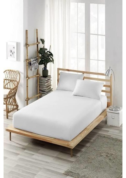 Çift Kişilik Pamuk Ranforce Lastikli Çarşaf + 2 Adet Yastık Kılıfı 160 x 200
