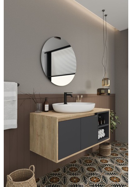 Banyo Gül 90 cm Demonte Banyo Dolabı Ayna Lavabo fırsatları