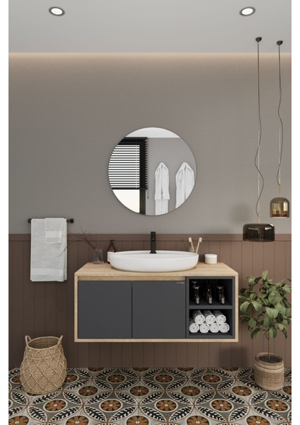 Banyo Gül 90 cm Demonte Banyo Dolabı Ayna Lavabo indirimleri