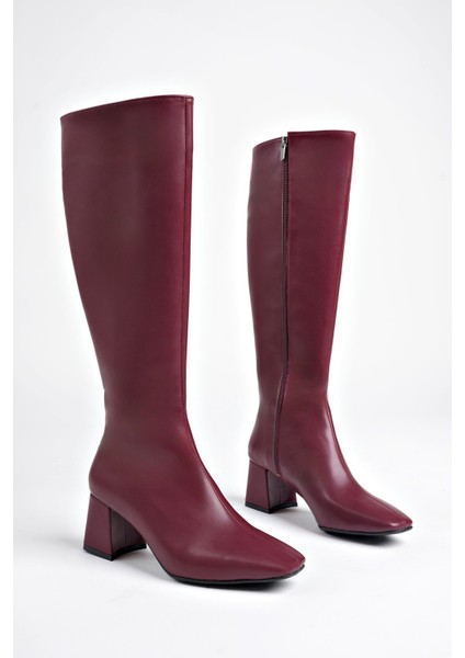 Karoline Garantili Küt Burun Yandan Fermuarlı Topuklu Kadın Çizme fiyatları